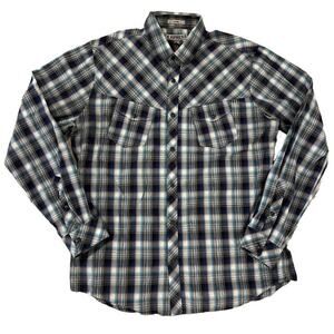 Express Men’s Button Up Long Sleeve Fitted Plaid Dress Shirt Large 16-16.5